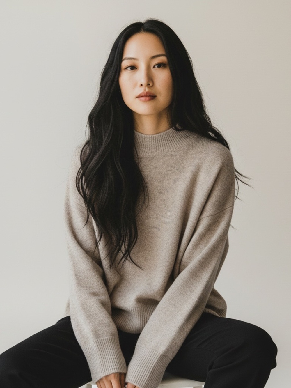Bardot Neutral Beige Crewneck Women's Sweater